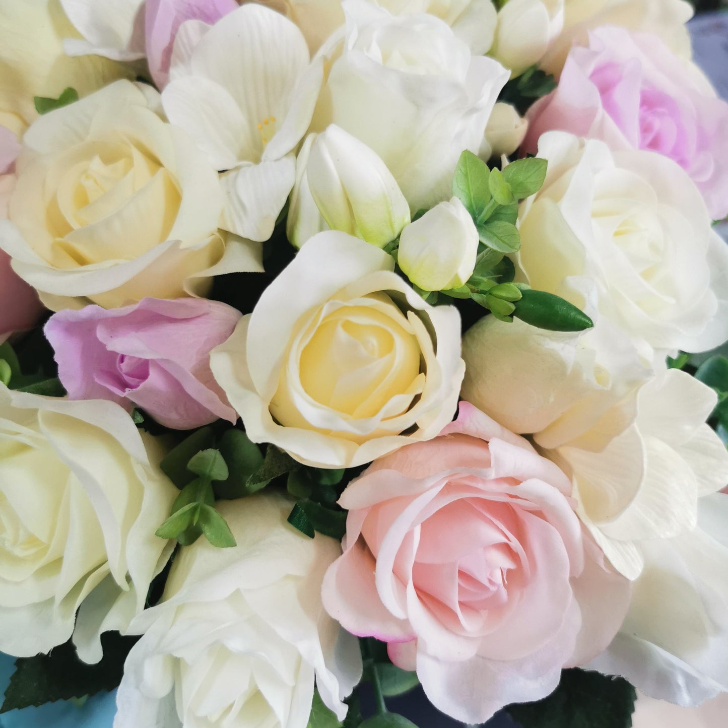 Bouquet of white and pink Real Touch Roses