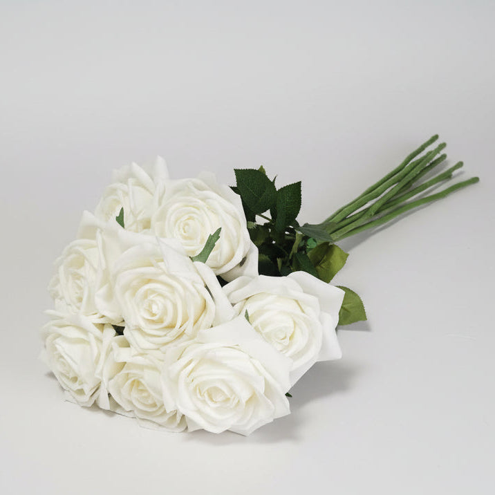 Real Touch White Rose Bridal Bouquet - Beautiful Budget Bouquets
