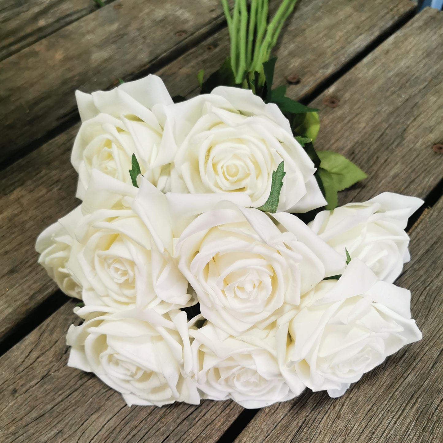 Real Touch White Rose Bridal Bouquet - Beautiful Budget Bouquets