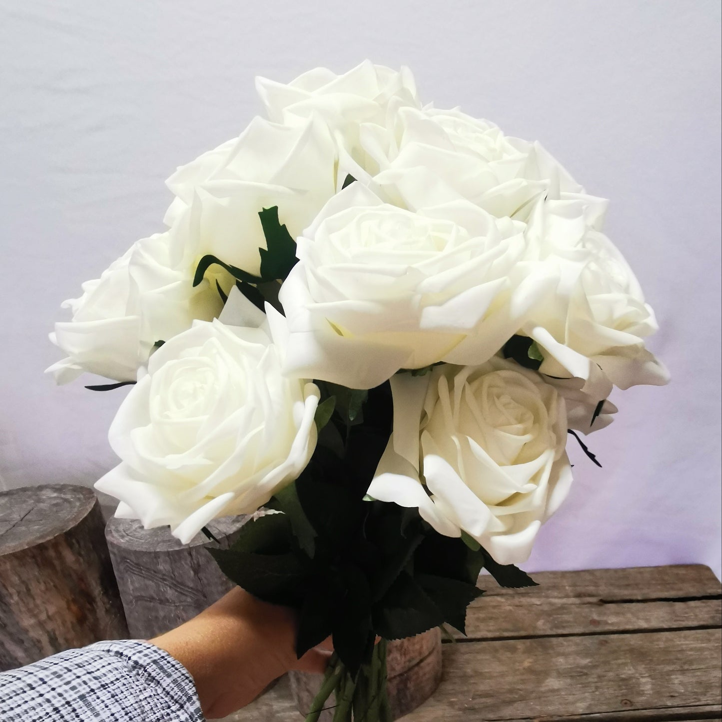 Real Touch White Rose Bridal Bouquet - Beautiful Budget Bouquets