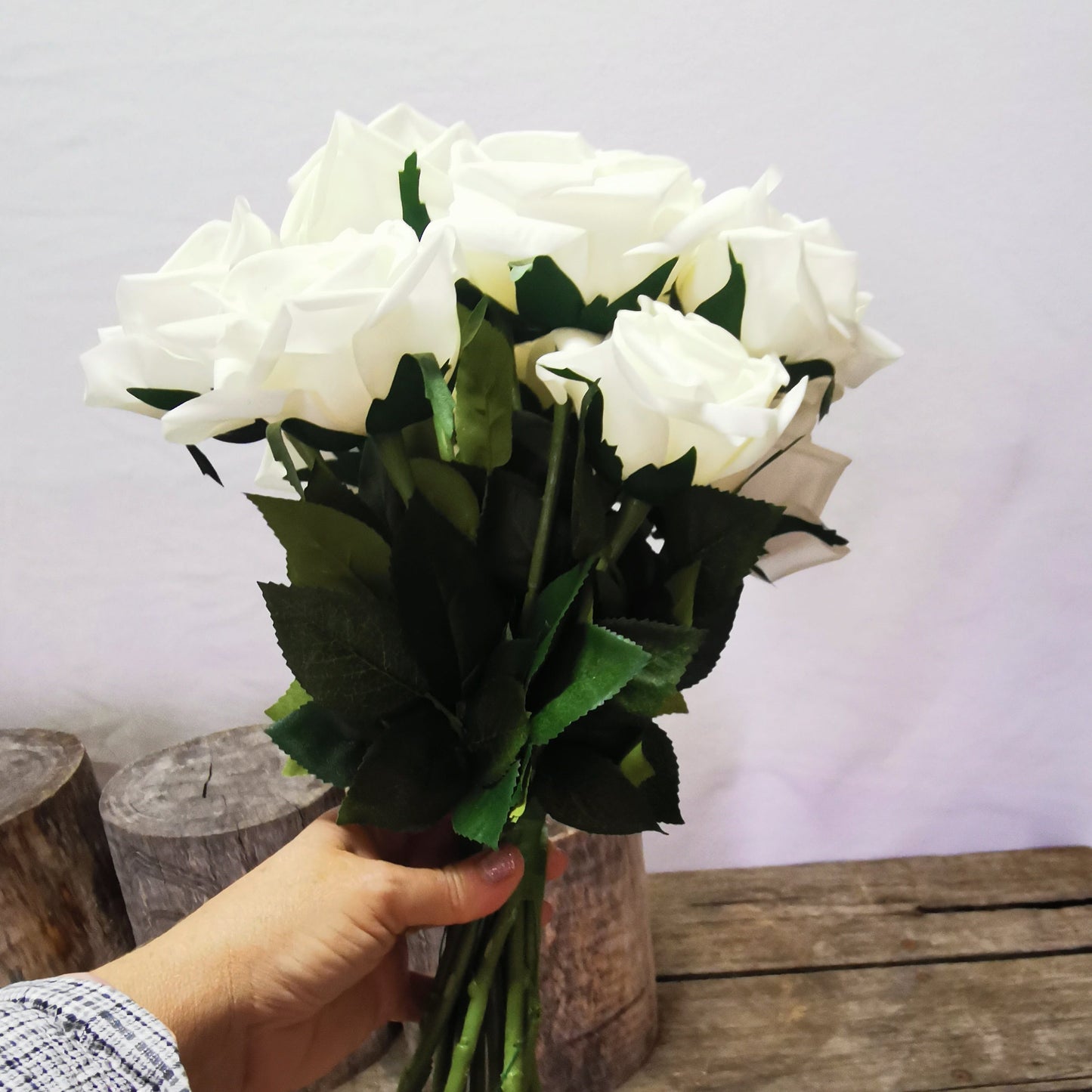 Real Touch White Rose Bridal Bouquet - Beautiful Budget Bouquets