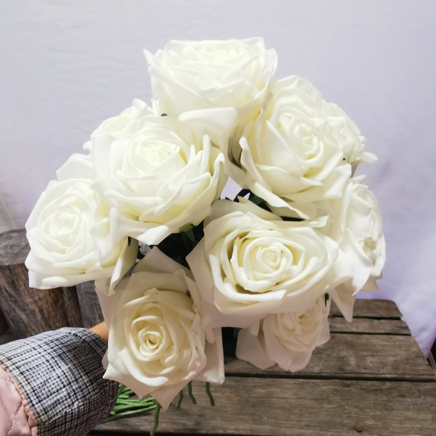 Real Touch White Rose Bridal Bouquet - Beautiful Budget Bouquets