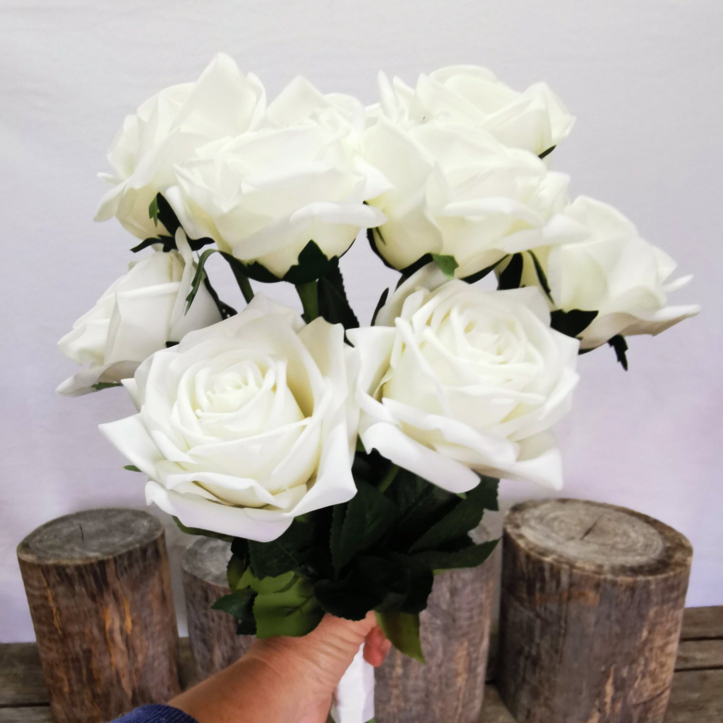 Real Touch White Rose Bridal Bouquet - Beautiful Budget Bouquets