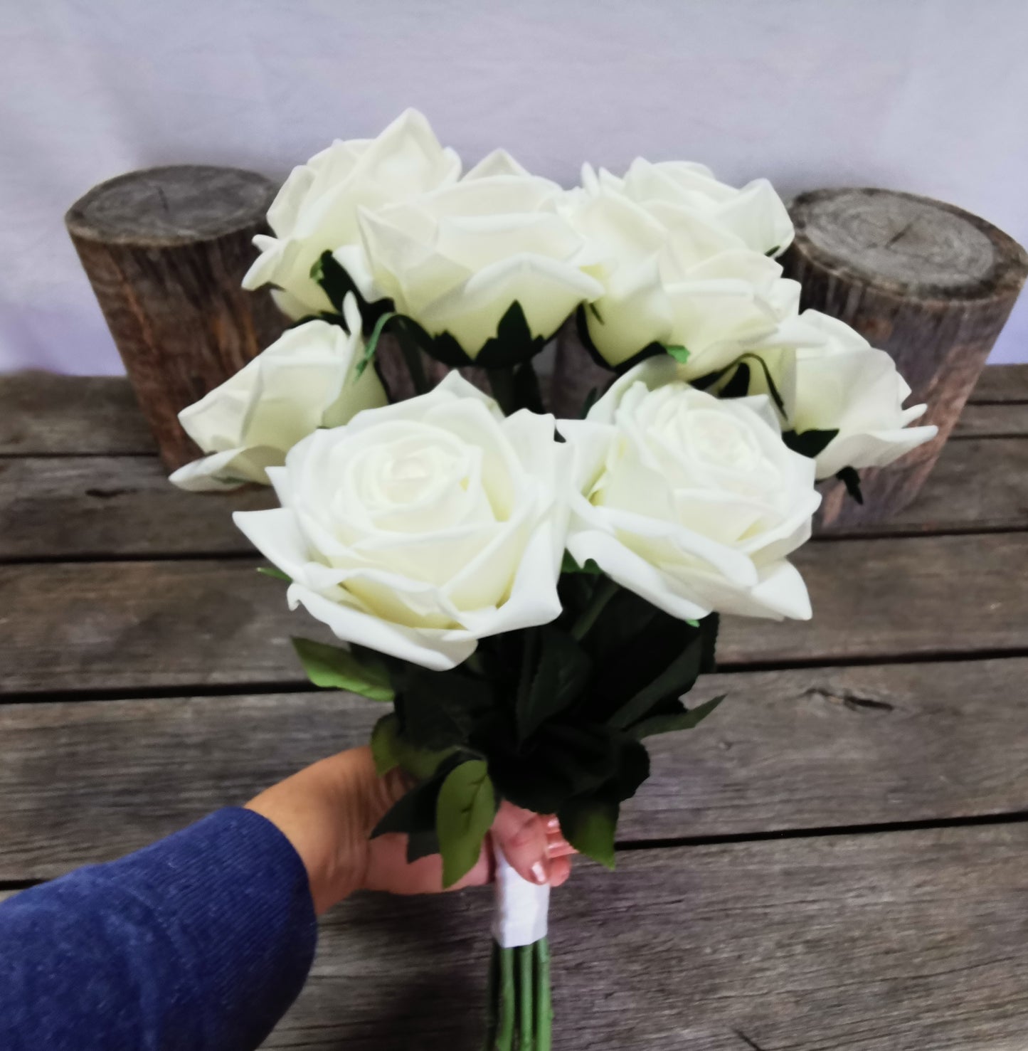 Real Touch White Rose Bridal Bouquet - Beautiful Budget Bouquets