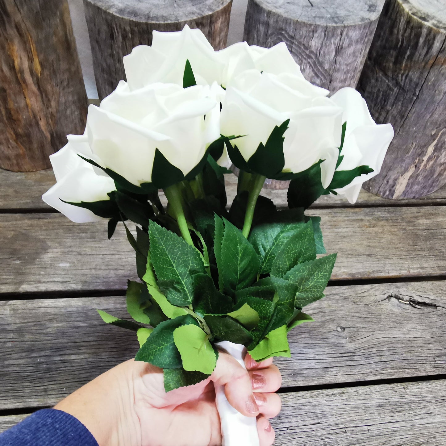 Real Touch White Rose Bridal Bouquet - Beautiful Budget Bouquets