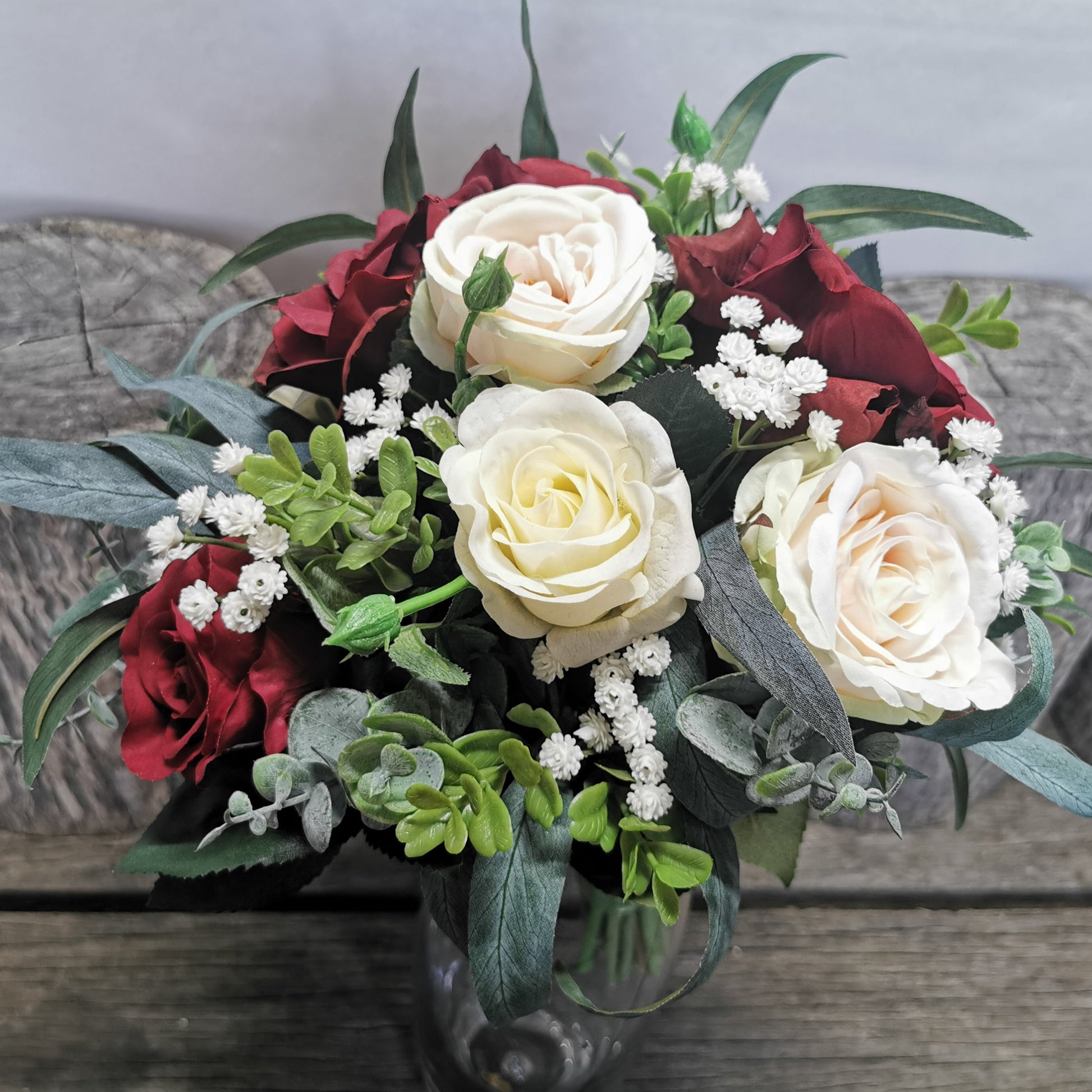 Bouquet of red and white roses 