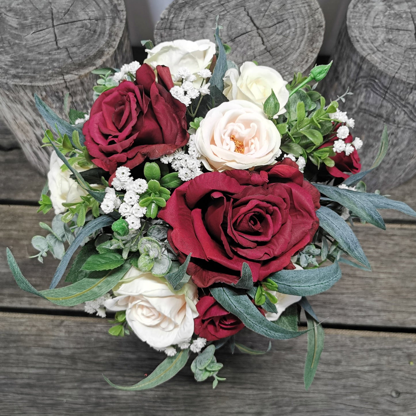 Bouquet of red and white roses 