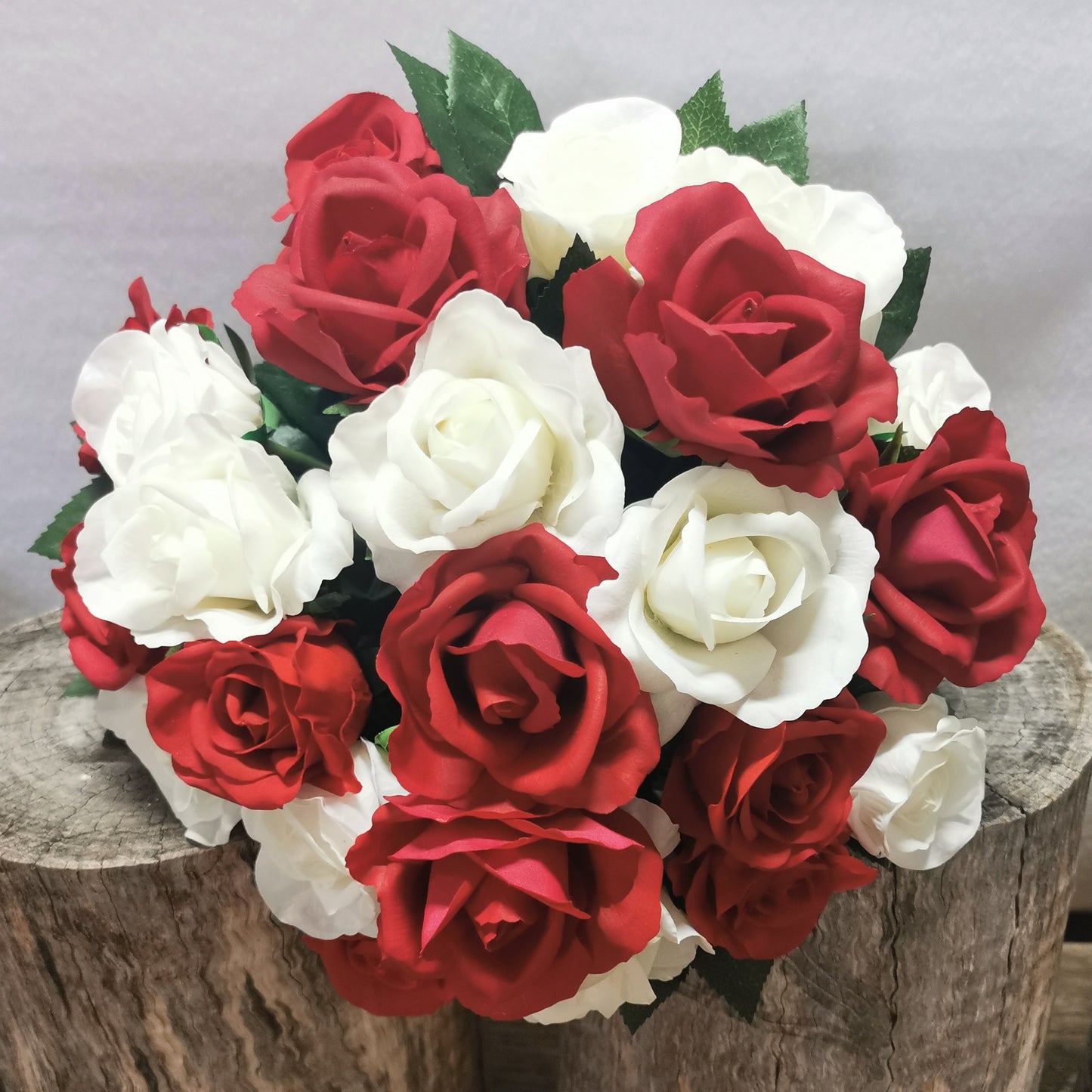 Red and White Rose - Real Touch Artificial Flowers