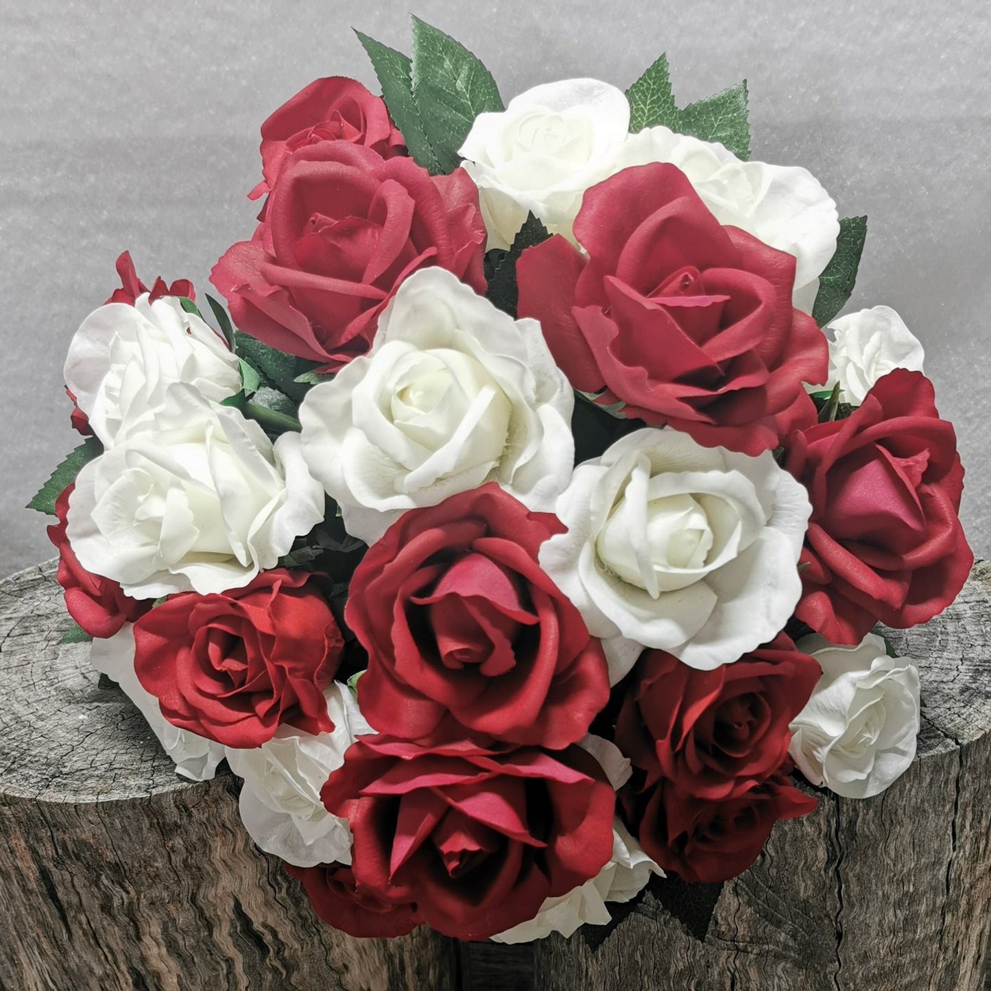 Red and White Rose - Real Touch Artificial Flowers