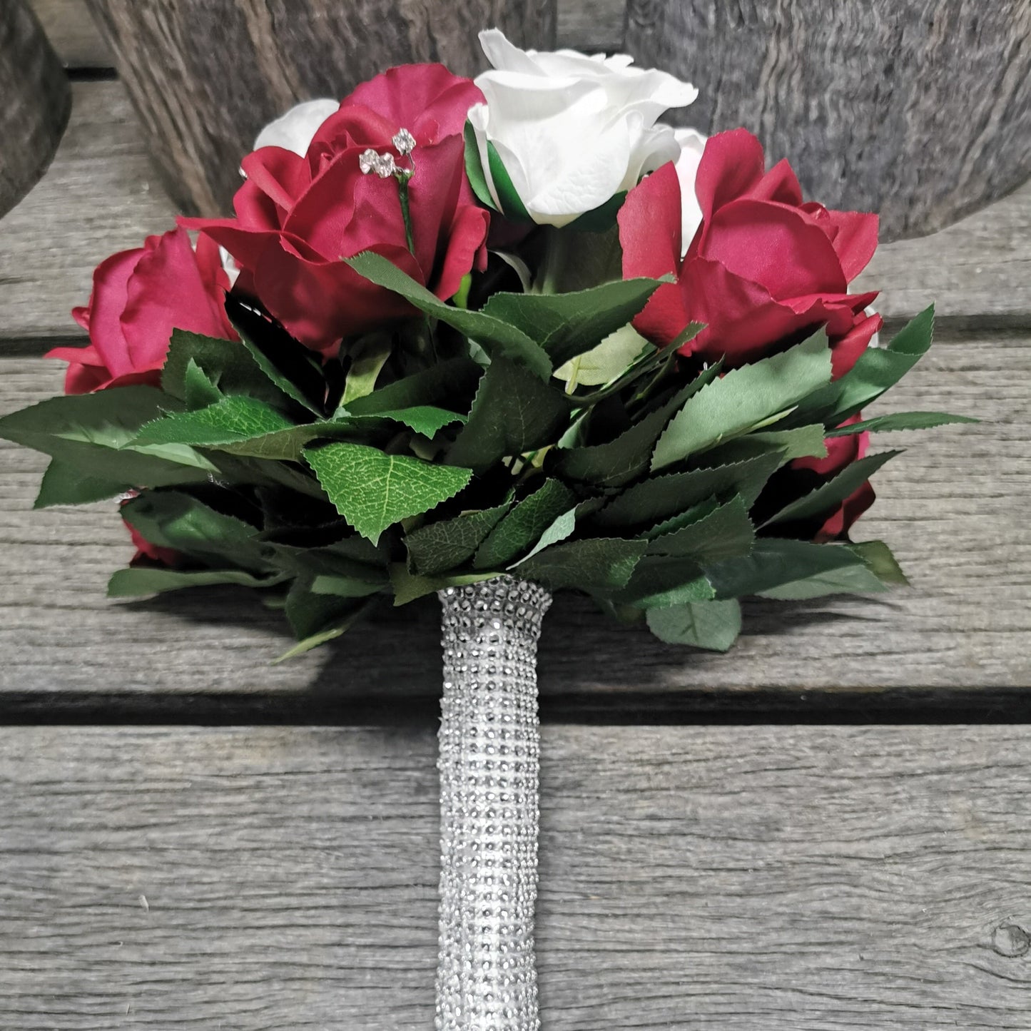 Red and White Rose - Real Touch Artificial Flowers